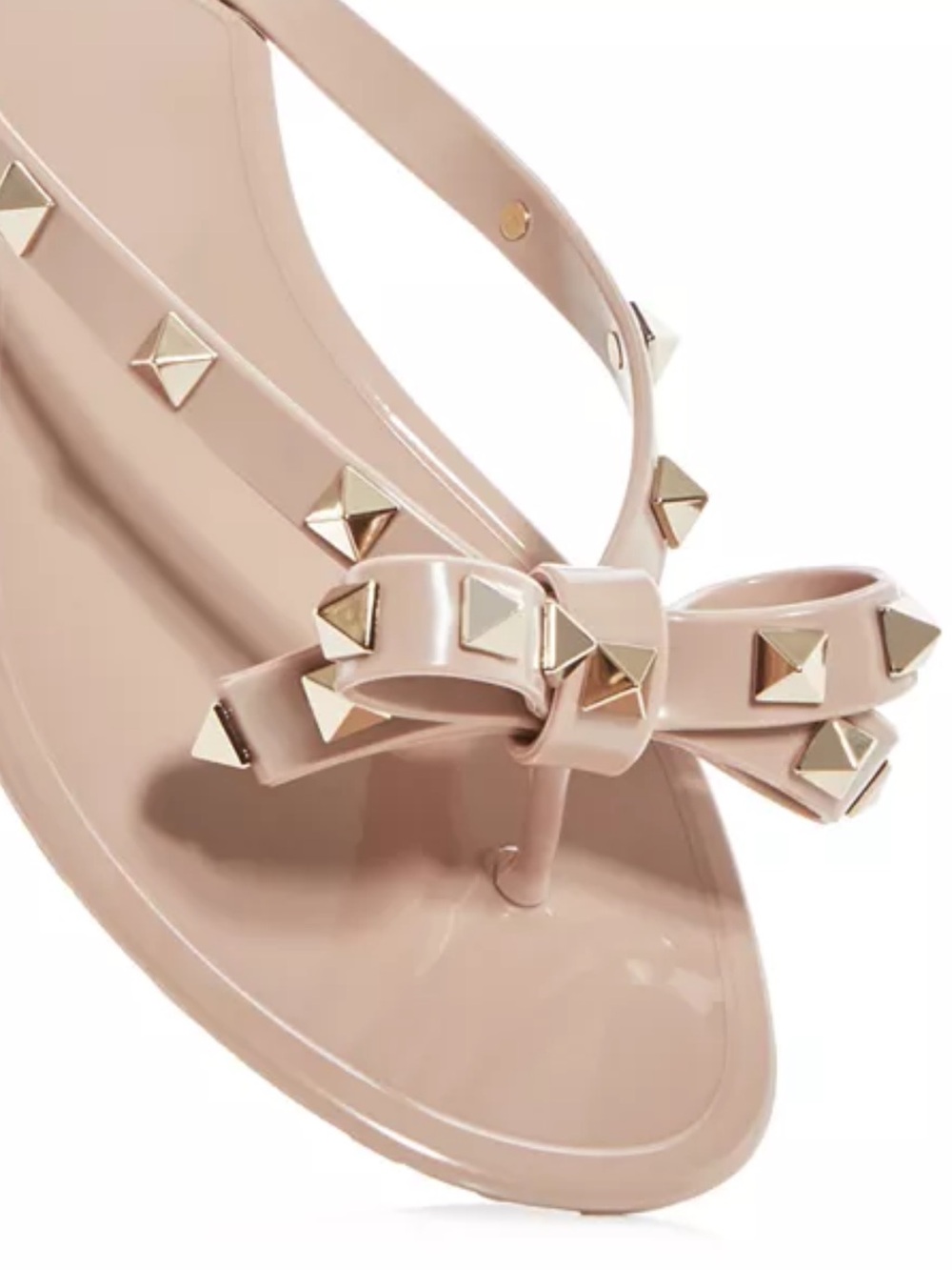 Valentino Garavani Nude Rock Stud Bow Sandal Thong Italy 39 GUC